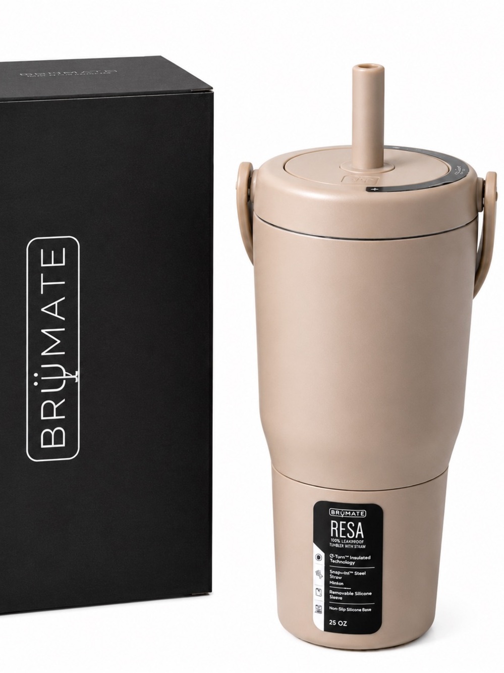 BruMate Resa 25oz Tumbler Mocha Insulated Straw NIB
